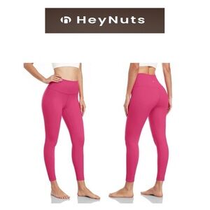 HeyNuts Workout Leggings Pink Hi Rise Compression Tummy Control Pants S